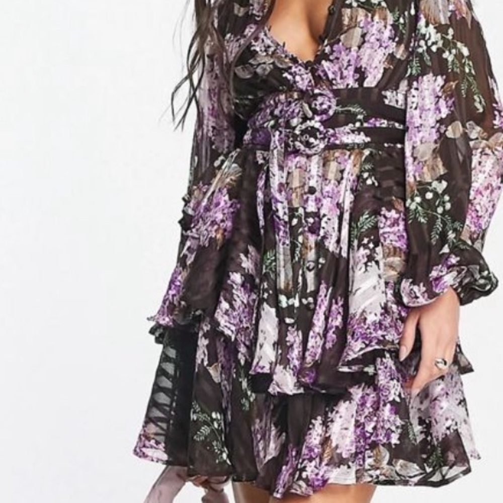 ASOS DESIGN button front mini dress in satin stripe with belt detail